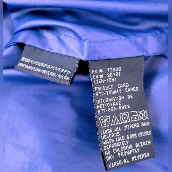 Tommy Hilfiger Windbreaker Black Logo Clear Zip Royal Blue Relaxed Fit Men's S - Picture 6 of 13